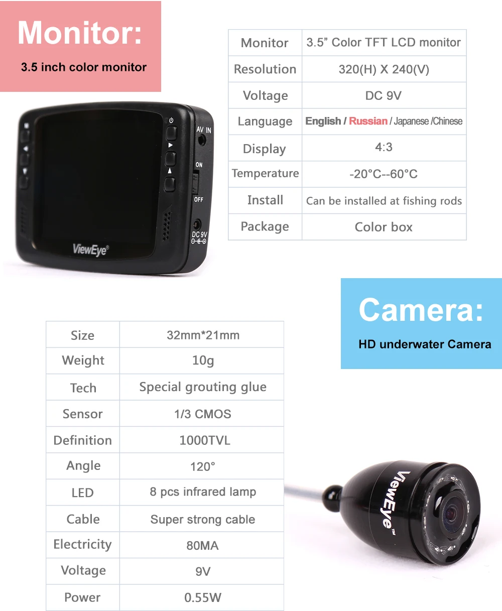 720P 1MP 8 IR светодиодный HD 1000TVL 3,5 ''цветной ЖК-монитор для подводной съемки со льдом, видео камера для рыбалки, система визуального видео-эхолота, Fishcam