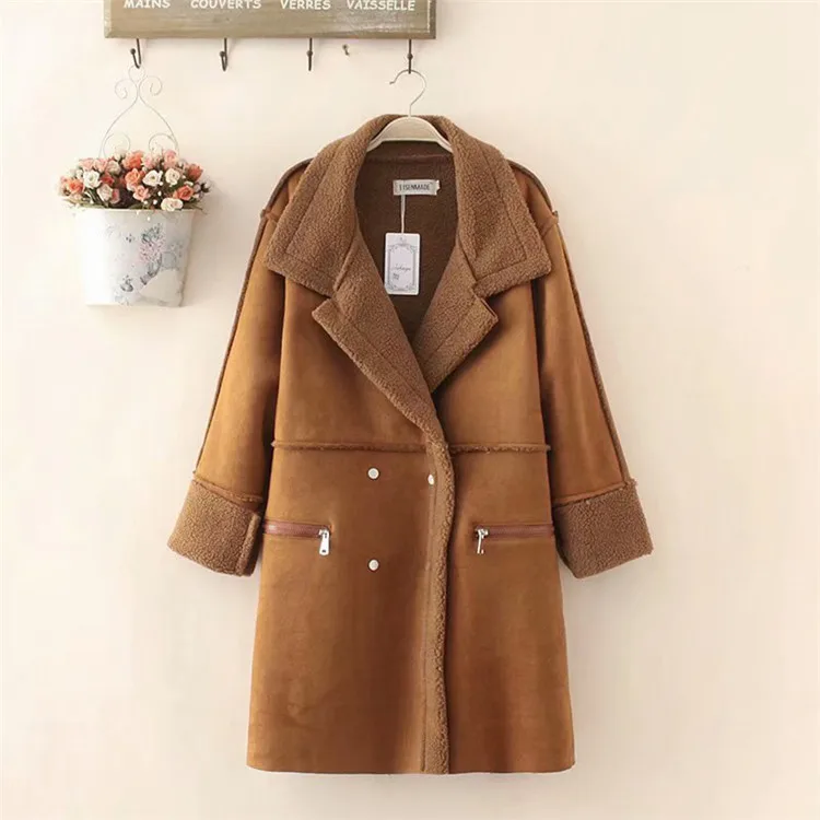Высокое качество плюс размер 4XL осенне-зимнее пальто из овечьей шерсти женская верхняя одежда из замши утепленная Флокированная теплая куртка G520