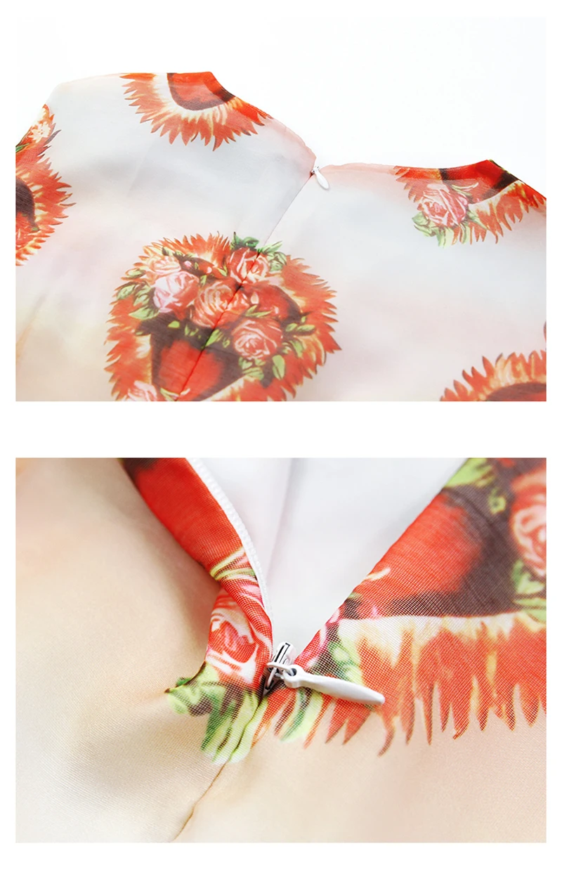 

MIUXIMAO High Quality 2019 Spring&Summer Luxurious Party Dress Heart Print Rose Appliques Eleghant Casual Dress Women Vestido
