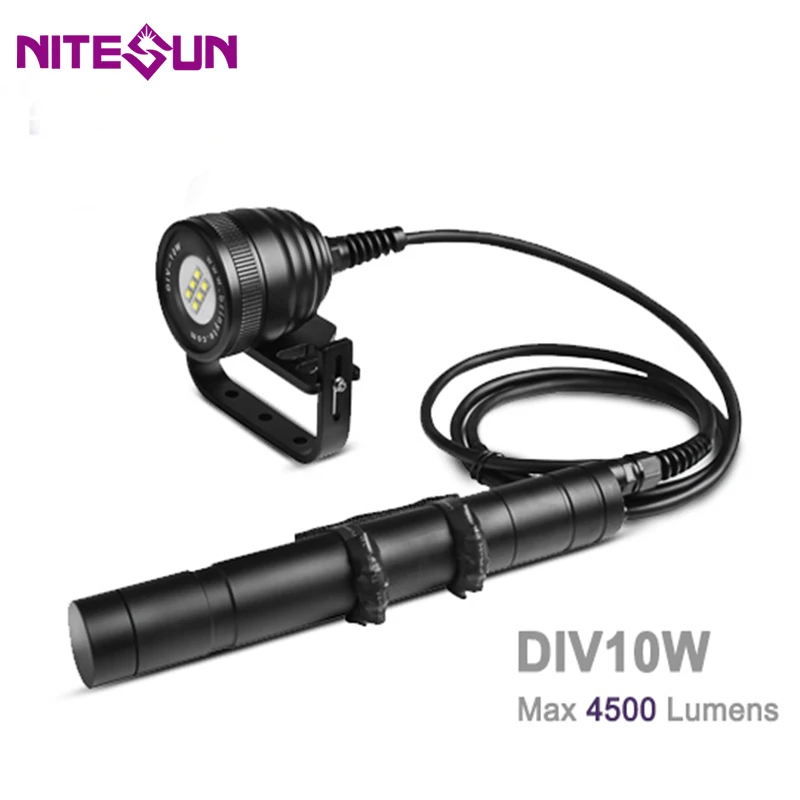 NITESUN DIV10W Diving Spotlight 6* CREE XM-L2 6500K max 4500LM underwater 150 meter Scuba Canister Dive Light battery charger | Освещение