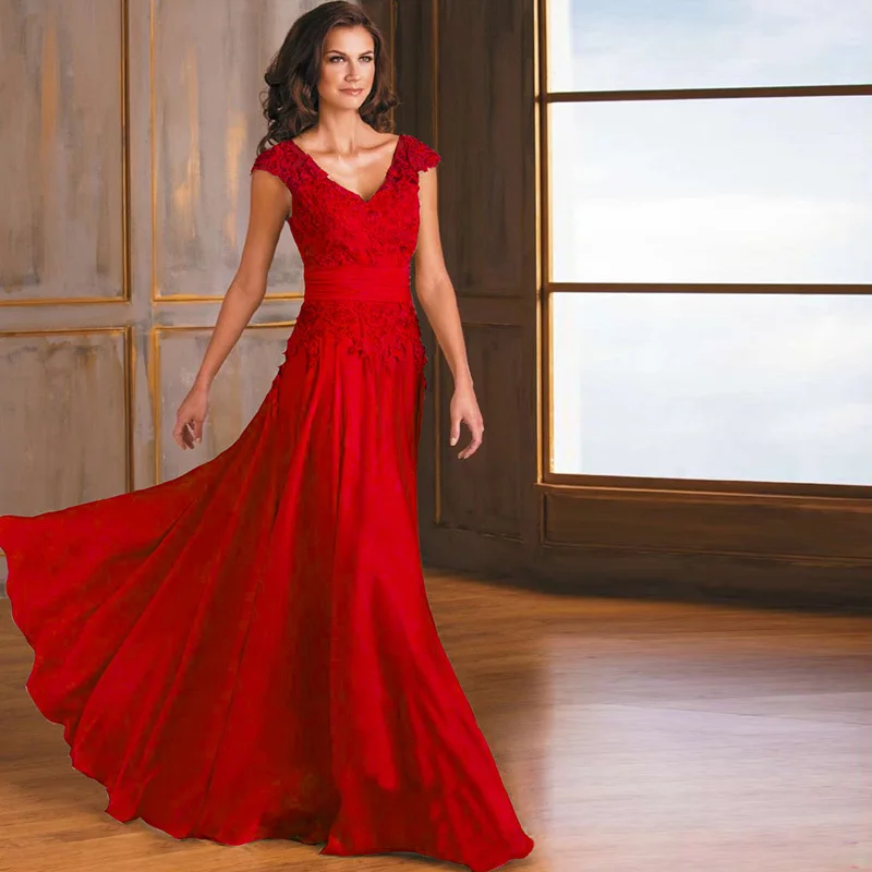 Vestido de noiva festa casamento кружевные вечерние платья с v-образным вырезом и аппликацией 2018