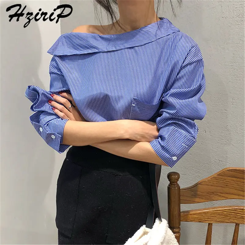 Женская свободная Простая рубашка Hzirip элегантная Милая универсальная голубая в