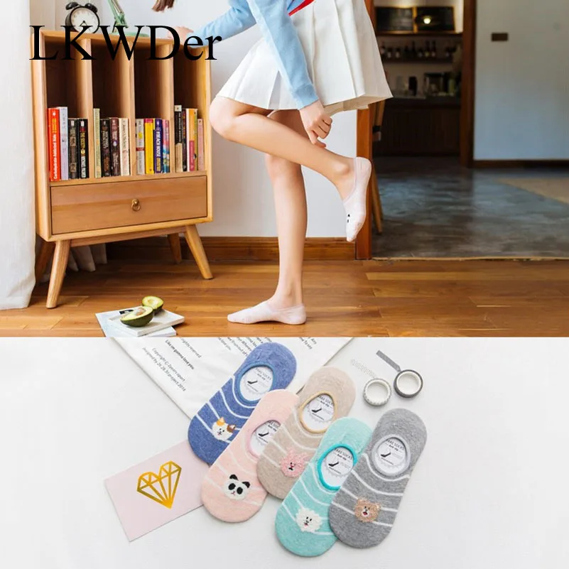 Милые носки хлопковые с забавным рисунком 5 пар женские низкие милыми объемными