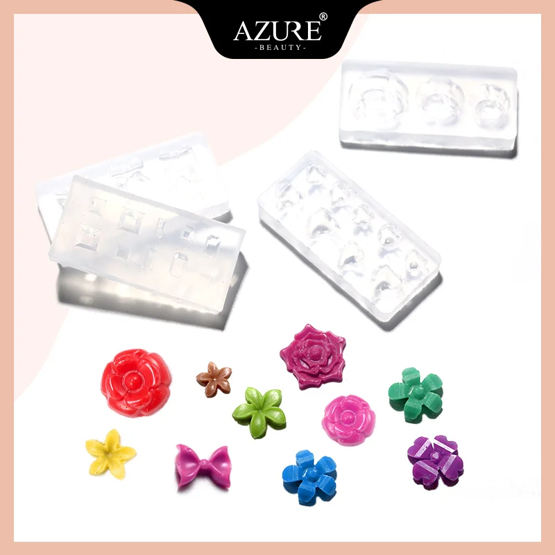AZURE BEAUTY 1 шт. Пластиковая форма для штамповки ногтей Силиконовый мягкий цветочный