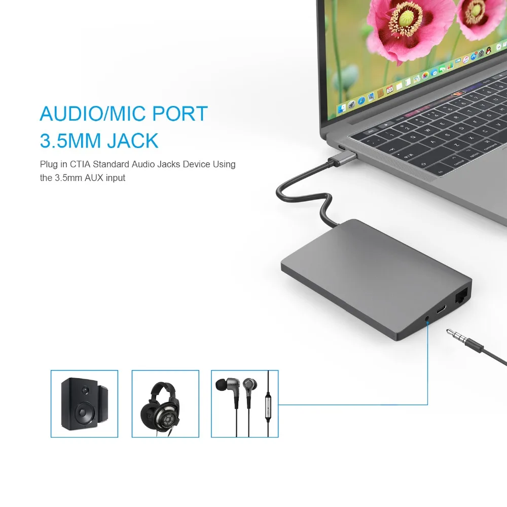 YUNCLOUD USB C 3 1 концентратор к HDMI 4K Мини DP адаптер с Gigabit Ethernet Type питания SD/TF для Samsung Galaxy