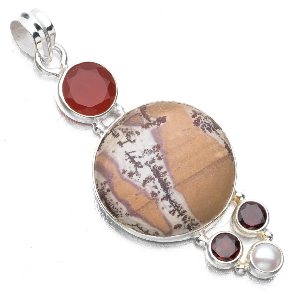 Натуральная яшма гранат речная жемчужина и сердолик в стиле панк бриллиантовая