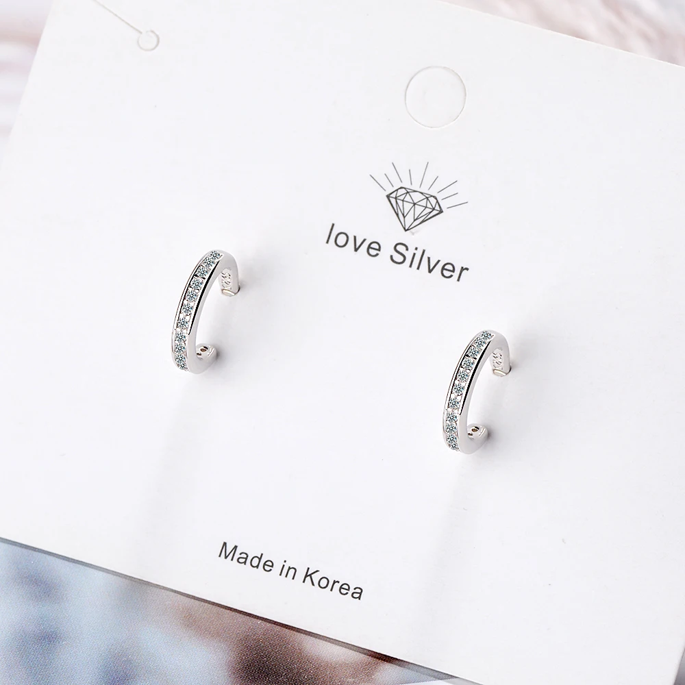 Ear Cuff Micro Pave Cz Circle 925 Sterling Silver Mix Rainbow Earrings No Pierced Stack Small Sized Little Girl Earring | Украшения и