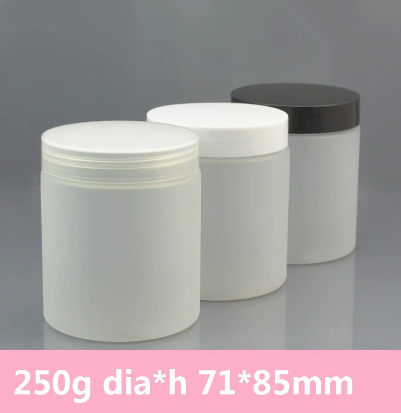 

30pcs/lot 250g Straight Sided Plastic Frosted Jars Wide Mouth with PET Cap Black,White,250ml Clear Air Tight Container