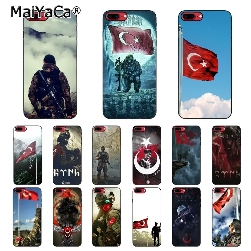 Турецким флагом солдат Чехол для мобильного телефона iphone 12 11 pro MAX 8 7 6 6S Plus X XS Макс 5