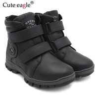cute eagle winter genuine leather boots for boys new warm snow boots pedal childrens leather cotton boots outdoor eu size 32 37