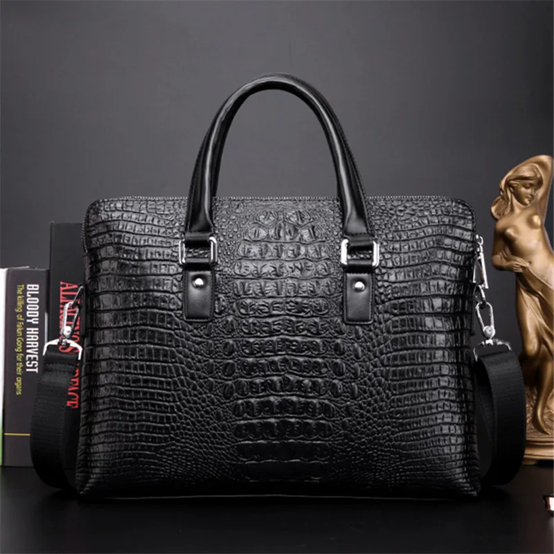 Totes Black Мужские сумки SAN VITALE из крокодиловой кожи, мужская сумка из искусственной кожи, повседневный портфель, деловая сумка на плечо для ноутбука - Цвет: Totes Black