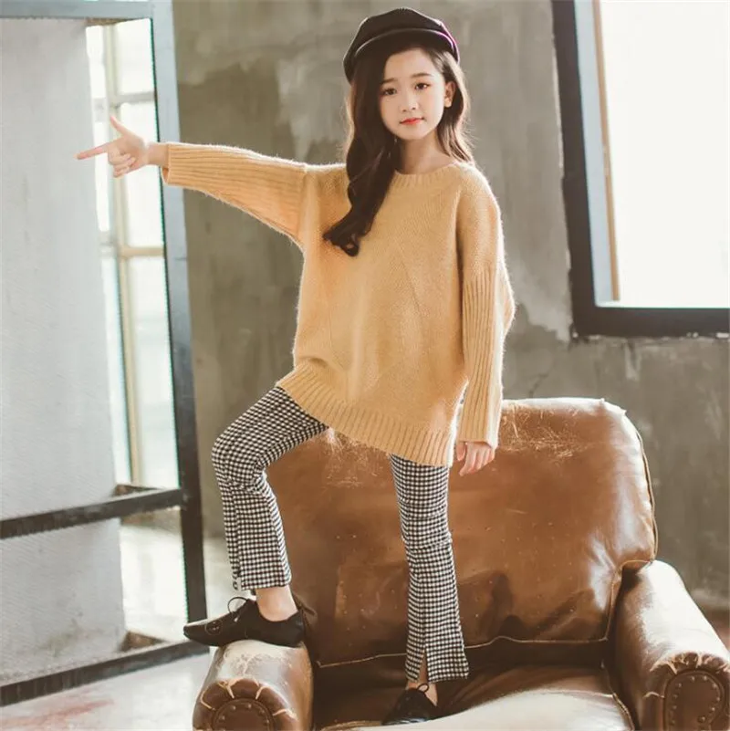 Weoneit/свитера для девочек трикотажная Повседневная хлопковая Детская школьная