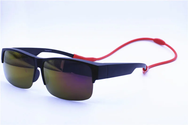 Solar red Близорукость 033 UV400 поляризационные противоскользящие наружные полуободки подходят на удобную шею Висячие рыболовные солнцезащитные очки с подвесным силиконовым ремешком - Цвет линз: Solar red