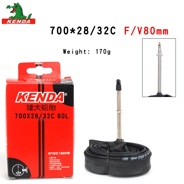 700 x28-32C FV80mm Kenda шины для горного велосипеда, шоссейные велосипедные шины 700*18 23 25 28 32 35 43 45C, запчасти для велосипеда AV FV, велосипедные бутиловые резиновые велосипедные внутренние трубы - Цвет: 700 x28-32C FV80mm