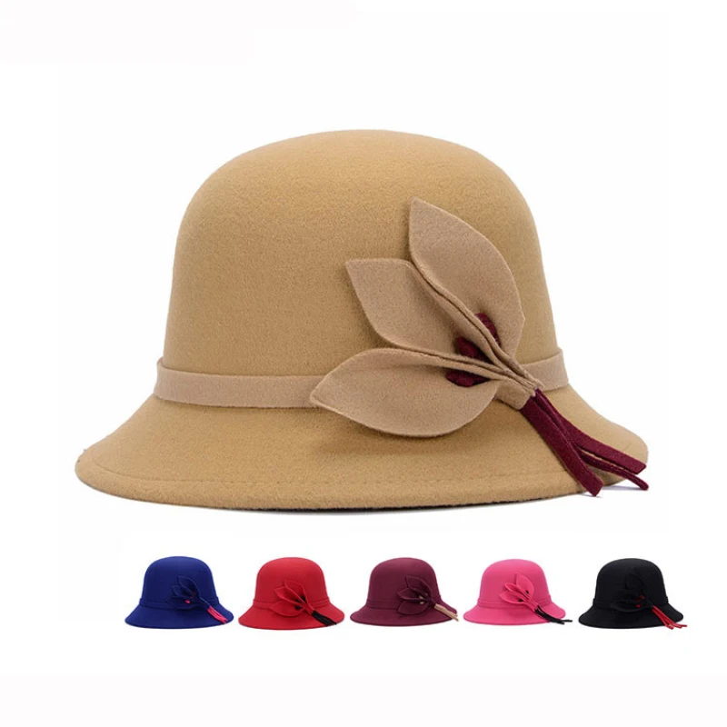 

HT1210 New 2019 Autumn Winter Wool Felt chapeau homme Woman Fedoras Hats Fashionable Ladies Bucket Hat Solid Cloche Hats Female