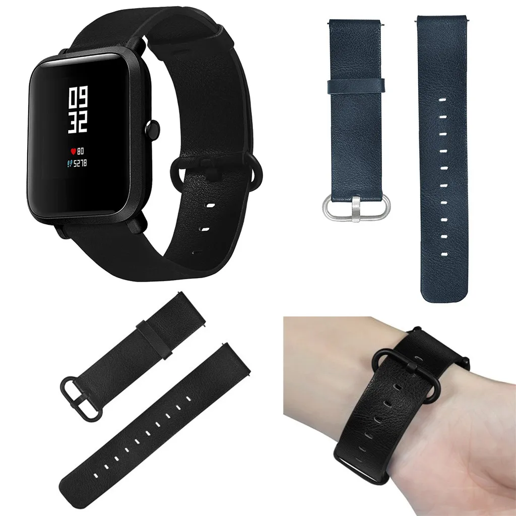 Замена кожаный ремешок браслет для Xiaomi Huami Amazfit Bip Молодежные часы различный ремешок трекер умный Браслет#19