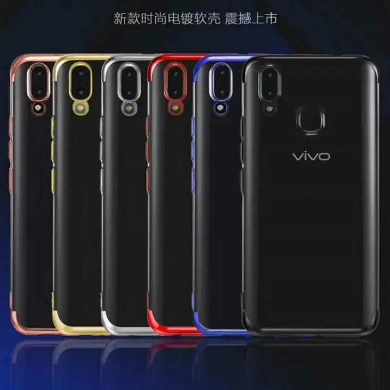 For Vivo V9 Y85 Case Mobfone Plating Transparent Clear Silicone TPU Back Cover for Phone Hybrid Gel Cases |
