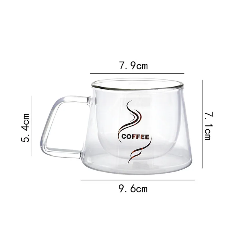 transparent double layers glass coffee mug portable creative of cup with holder thermo thermal cups | Дом и сад