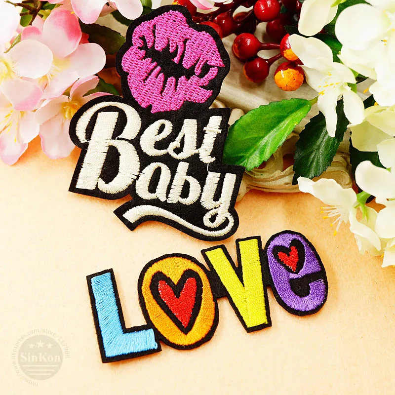 8 шт./лот Best Baby Pink Love Kiss нашивки значки сделай сам вышивка аппликация одежда товары