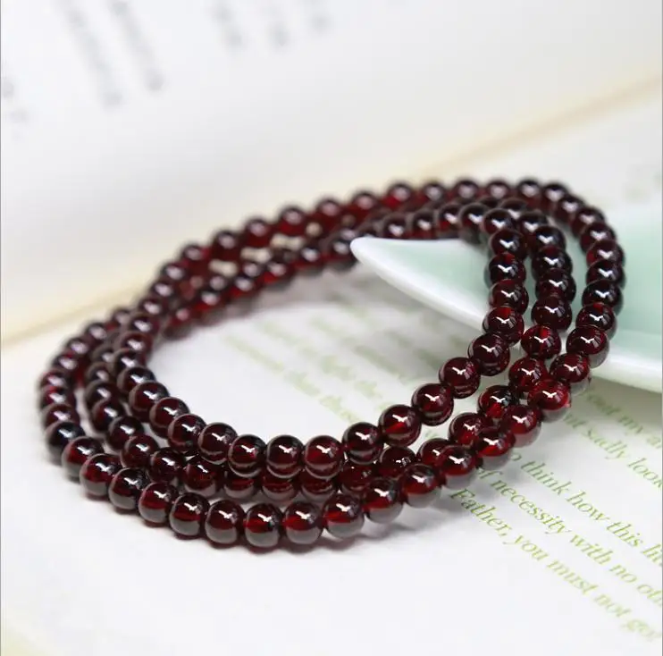 Браслет из натурального красного граната многослойный женский браслет с тремя