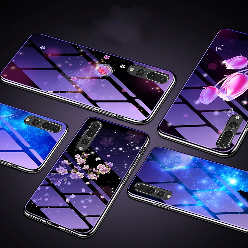 Elec-plating Bumper Tempered Glass Case for Huawei P20 Lite Pro Honor 10 9i 8 7C Enjoy Plus Play Blue Light Anti-knock |