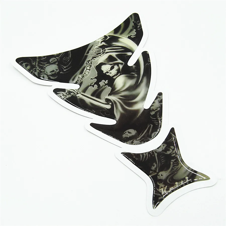 Обычной почтой Мотоцикл Череп Танк Pad Protector Стикеры углеродного волокна Decale для Hon