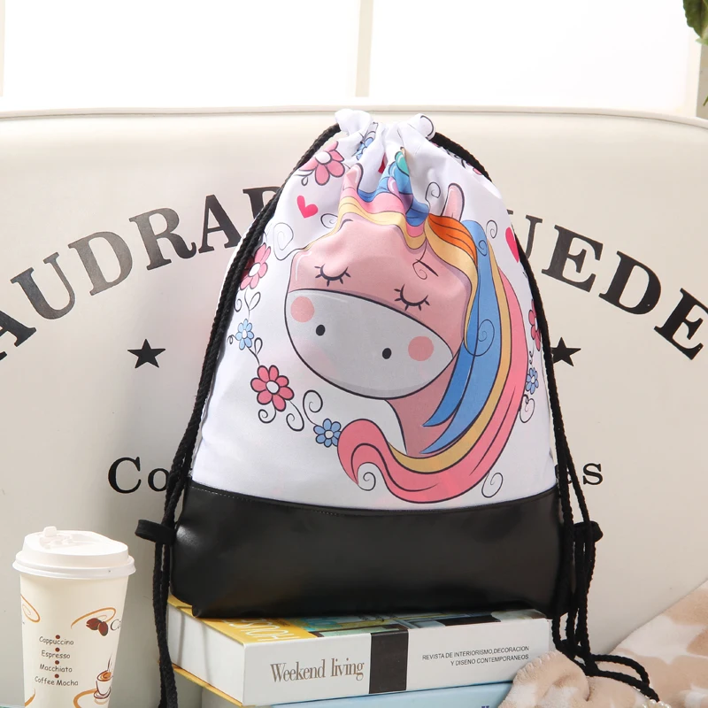 Jom Tokoy новые сумки на шнурке с 3d принтом единорога кожаный женский рюкзак Mochila Feminina