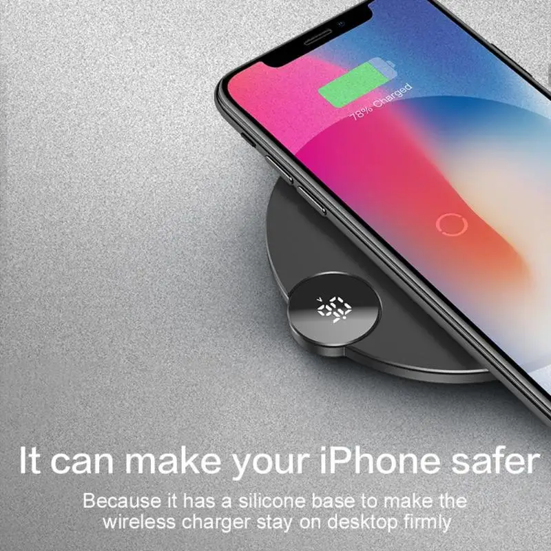 Baseus цифровой дисплей беспроводной быстрой зарядки Pad зарядное устройство для iPhone X XR XS Max мобильного телефона Беспроводное зарядное устройство быстрое зарядное устройство