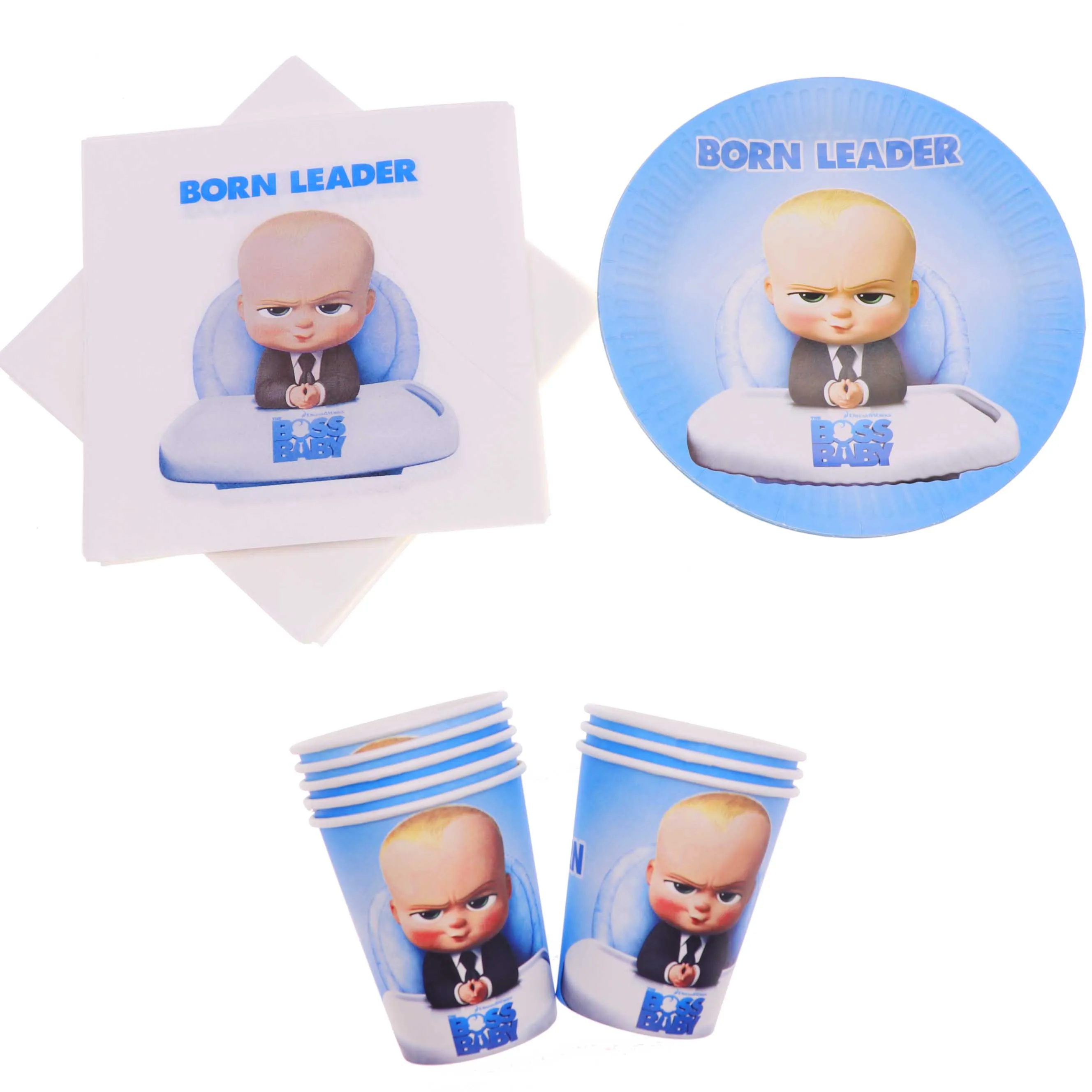 3-piece set 40pcs Boss Baby тема вечерние одноразовые посуда день рождения, детский душ вечерние бумажная чашка Полотенце Украшение - Цвет: 3-piece set 40pcs