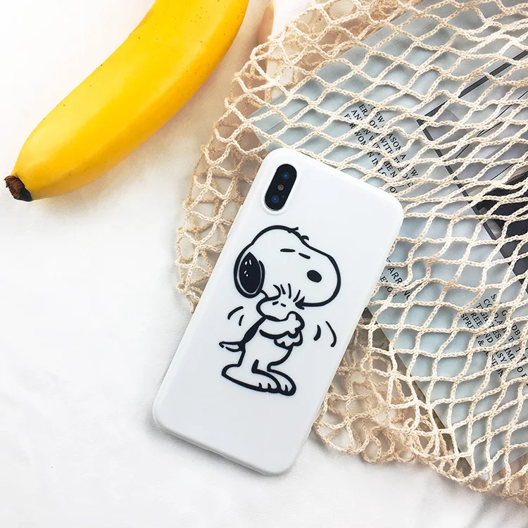 Черный и белый мультяшный милый щенок Снупи чехол для телефона iPhone 6 6S 7 8 PLUS X XR XS MAX