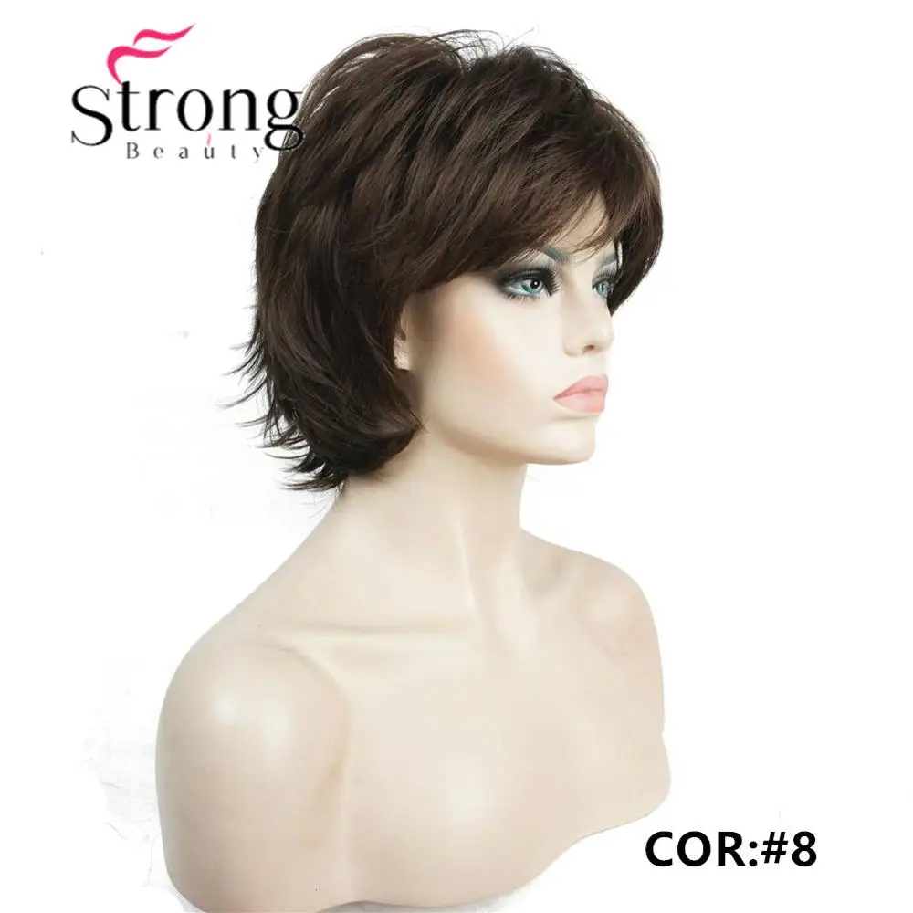 StrongBeauty короткий слоистый лохматый медный красный полный синтетический парик женские парики выбор цвета - Цвет: #8