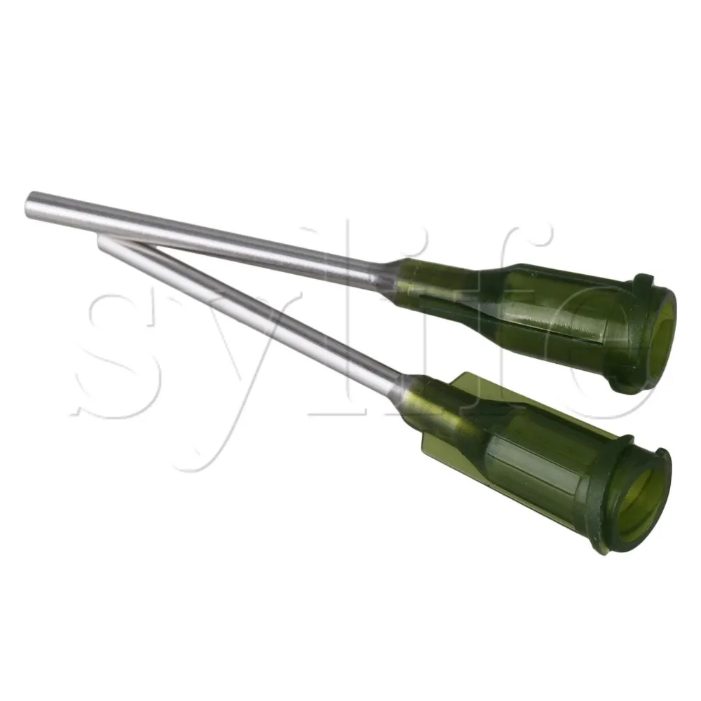 

100 pcs 1 Inch 14Ga Industrial Dispensing Blunt Needle Tips Olive Color
