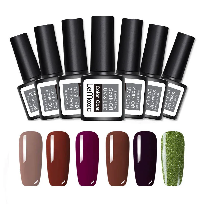 Set 20 LEMOOC 6 шт./компл. 8 мл однородного цвета для ногтей гель блеск польский UV Soak Off стойкий гель для ногтей UV гель Лаки лаковое гелевое покрытие для ногтей - Цвет: Set 20