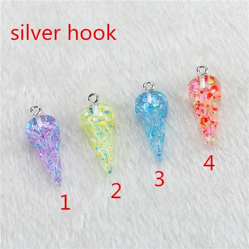 silver hook 30 шт. 24,5 мм* 12 мм милые многоцветные с плоской задней стороны смолы Череп Подвески идеально подходят для подвески, серьги diy Брелки - Окраска металла: silver hook