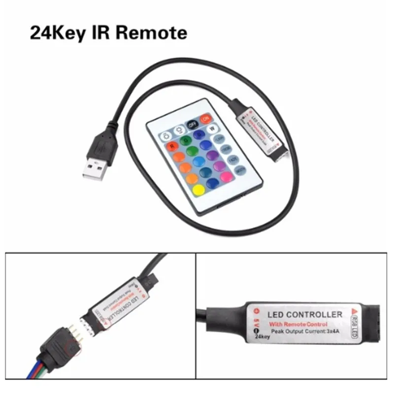 5 в 12 В 24 В Светодиодная лента светильник RGB USB IR RF пульт дистанционного управления 3 ключ 17 ключ 24 ключ пульт дистанционного управления беспроводной диммер для 3528 5050 светодиодный светильник