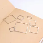 Медь, серебристый цвет, квадратные ювелирные аксессуары, 50 шт.лот, модные соединители, геометрические серьги, подвески для ювелирных изделий ручной работы