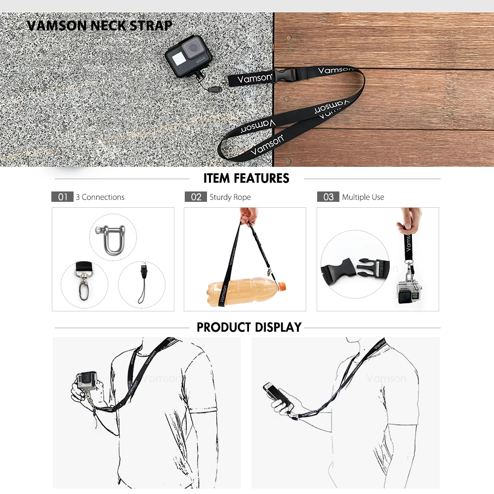Vamson для Gopro аксессуары защитная рамка чехол задняя крышка корпус крепление Hero7 6 5 черный 7 серебристый/белый VP631
