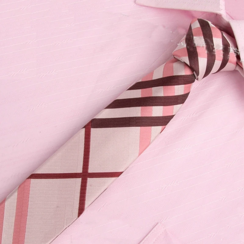 

Men Cotton Pink Stripes Tie Business Skinny Neck Tie Classical Groom Ties Unisex Narrow Neckties For Wedding Party SK210