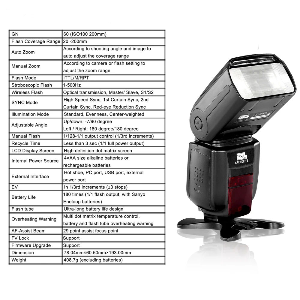Pixel X800N Стандартный GN60 беспроводной i ttl HSS lcd вспышка Speedlite для Nikon DSLR