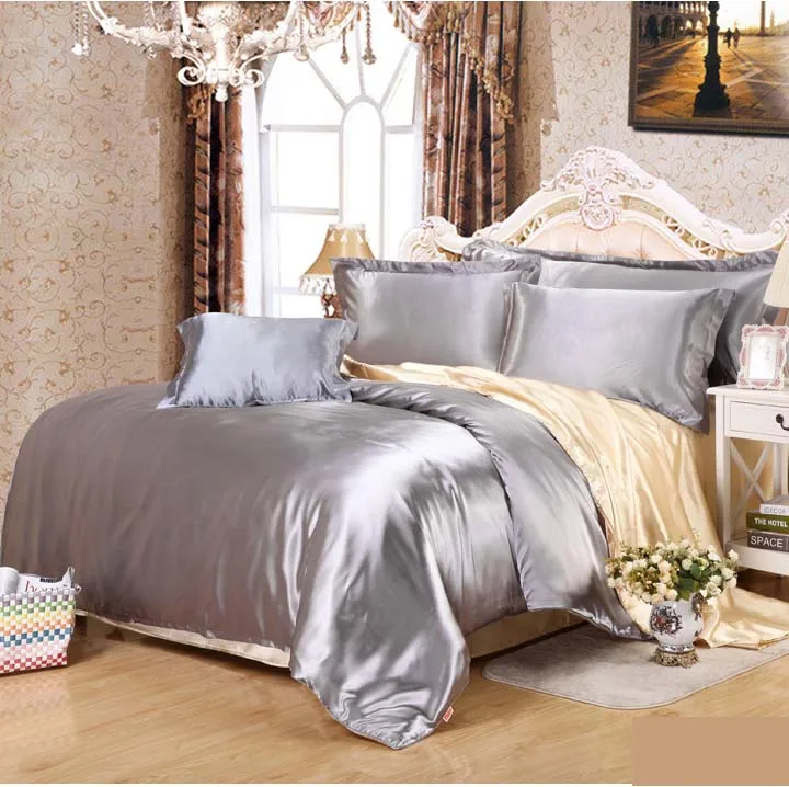 Роскошный домашний текстиль набор постельного белья из шелка и сатина для