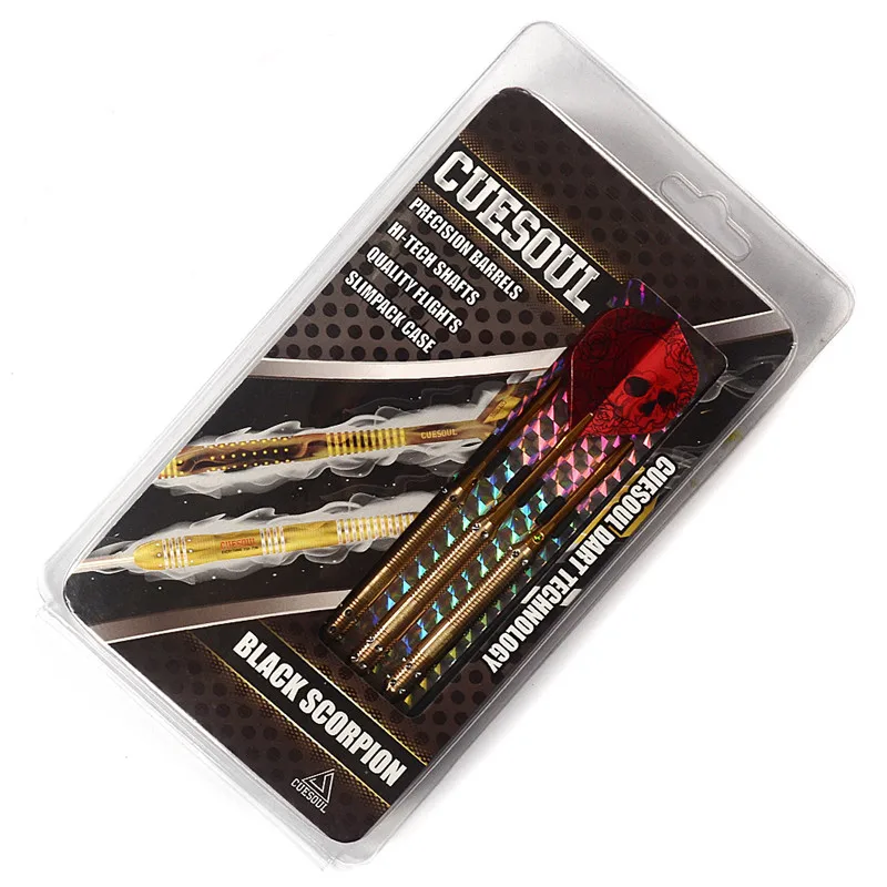 New CUESOUL 3PCS 23g 25g 27g Professional Steel Tip Darts Needle Golden Dart Body With Red Flights High Grade|body jewelry 18 gauge|body heightdart
