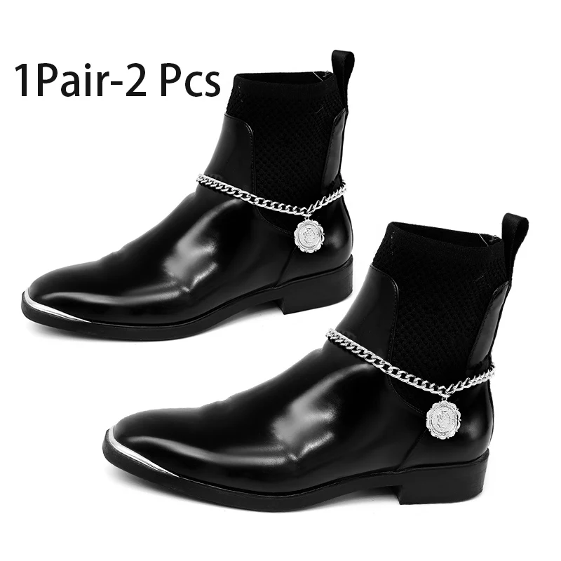 1 Pair Silver SHIXIN модные Очаровательные простые женские Портретные обувная цепочка браслет ювелирные изделия на высоком каблуке сапоги украшение для сандалий аксессуары - Окраска металла: 1 Pair Silver