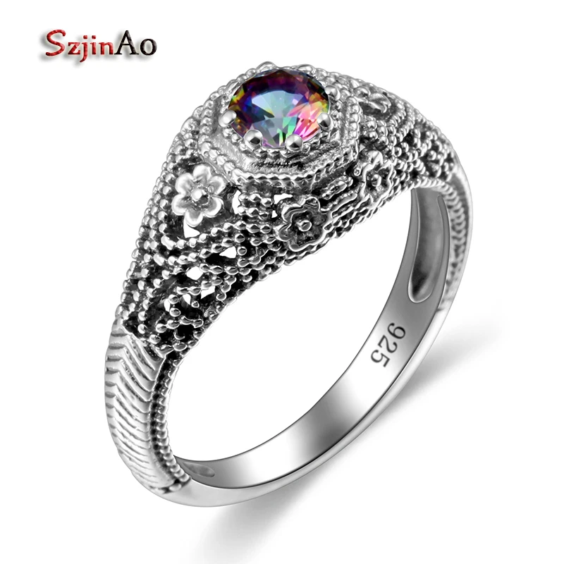 Szjinao талисманы Мистик Радуга Топаз ювелирное изделие кольца оригинальный 925