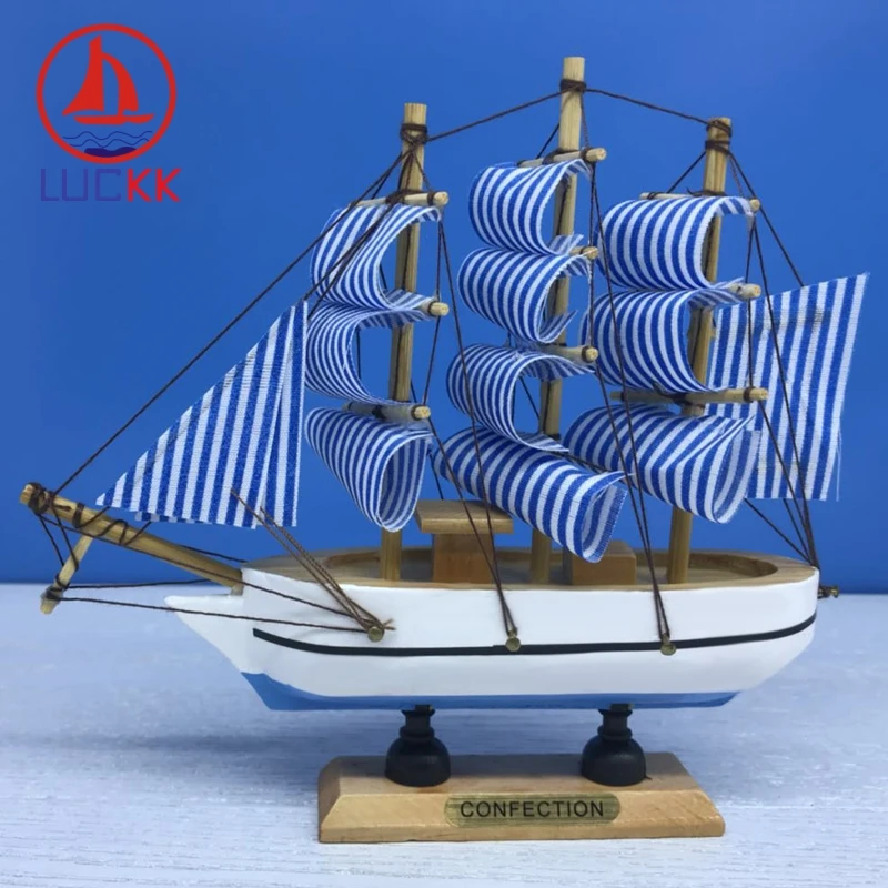 

LUCKK 16CM Handmade Wooden Model Ships Nordic Home Interior Decoration Wood Crafts Room Miniature Souvenirs Kids Gift Boat Model