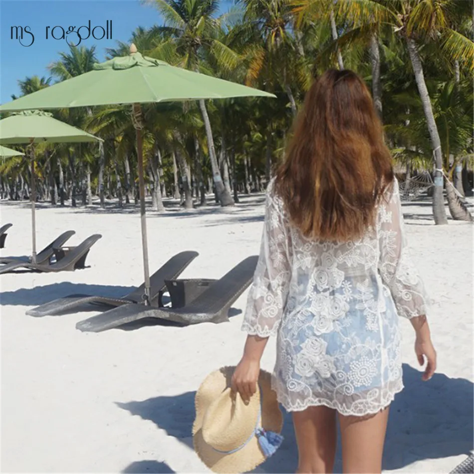 Сексуальное женское кружевное пляжное платье вязаное крючком бикини Пляжная