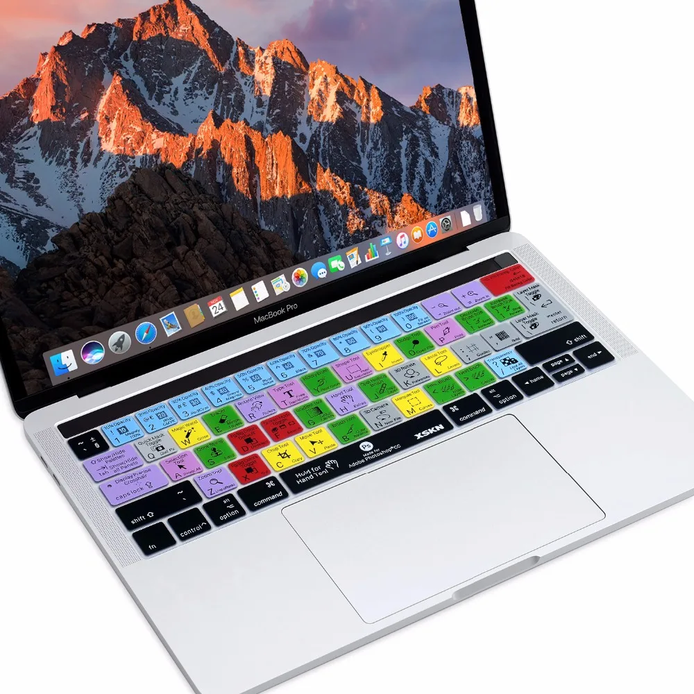 XSKN США ЕС adobe photoshop сочетание клавиш кожи PS крышка пленки для Touch Bar Модель MacBook A1706 и A1707(выпуск