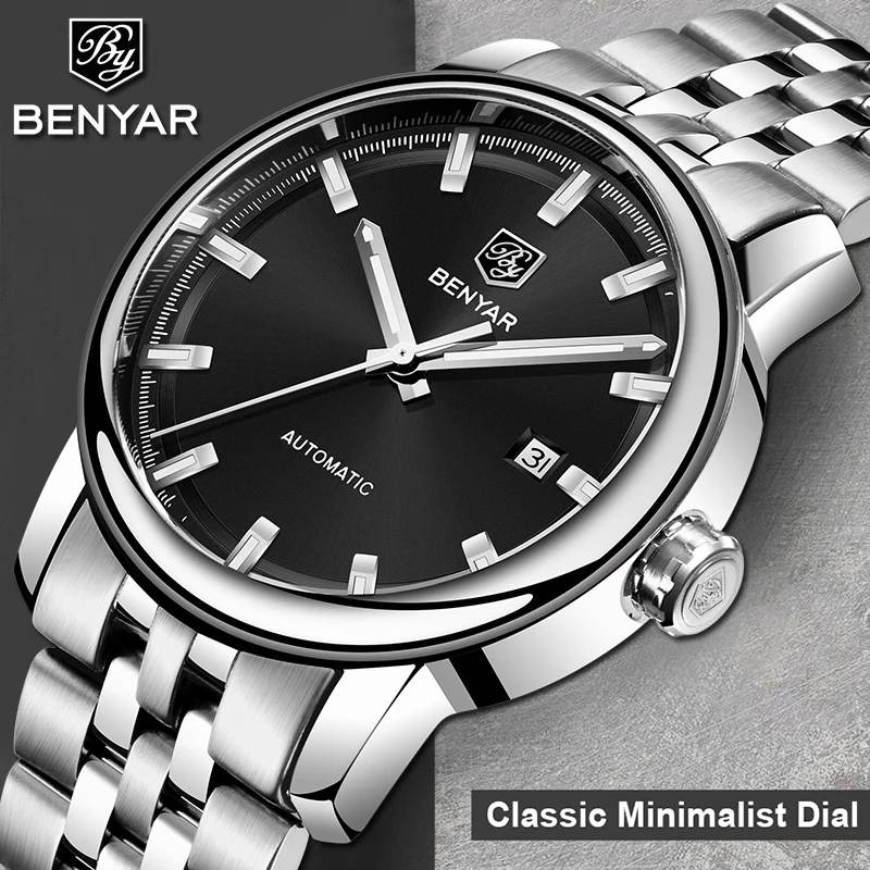 Новинка 2019 мужские часы BENYAR роскошные деловые автоматические механические