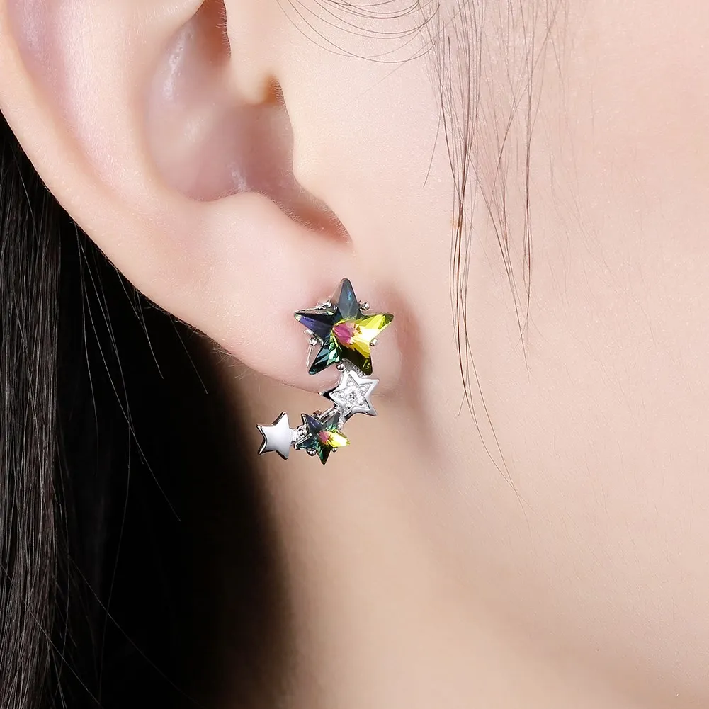 LEKANI кристаллами от Swarovski зеленый кристалл Star 100% серебряные серьги циркон партии
