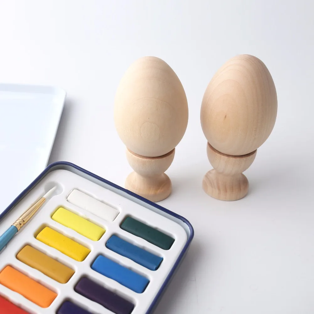 6Set(12pc) Maple Wooden Teether Unpainted Egg And Cup Kids Birthday Gifts Soothe Safe Handmade Unfinished Painting Toys | Игрушки и