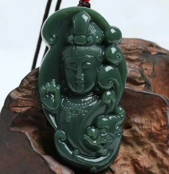Подвеска из натурального зеленого гетянийского нефрита 3D Резные Подвески
